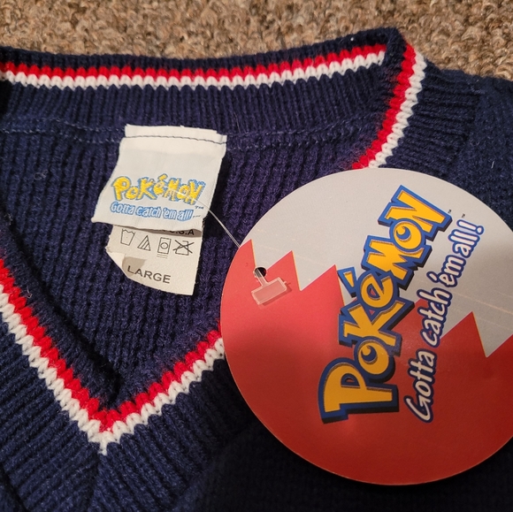 2000 Nintendo Pokemon Blue V Neck  Sweater - Picture 5 of 9